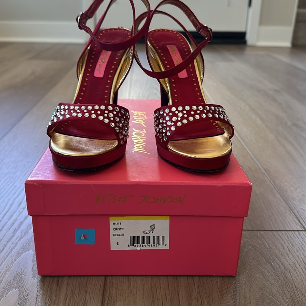 Betsey Johnson Red Satin Stilettos - Picture 6 of 6